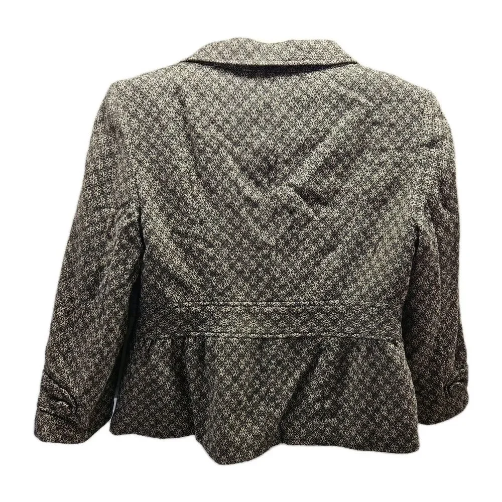 Loft Womens Brown Wool Blend Tapestry Tweed Blazer Size 12